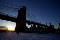 New York City - East Village and Brooklyn Bridge in the Snow